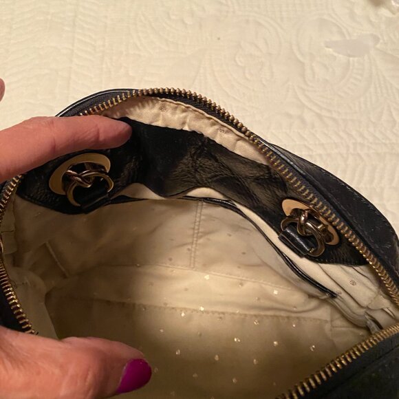 Kate Spade bling leather padded satchel double handles black textured bag - Picture 5 of 7